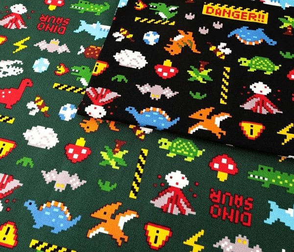 Photo1: 【1米 價格】🟤日本製｜💢 非 現貨｜🇯🇵 日本製｜100% 棉 ~ 牛津布｜大白鯊 恐龍 像素 ｜2025年 10月 (1)