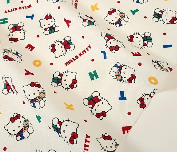 Photo1: 【1米 價格】🔴日本製｜💢 非 現貨｜🇯🇵 日本製｜100% 棉 ~ 牛津布｜Sanrio Hello Kitty 字母｜2025年 11月 (1)