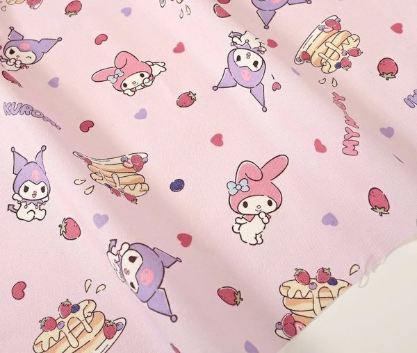 Photo1: 【1米 價格】🔴日本製｜💢 非 現貨｜🇯🇵 日本製｜100% 棉 ~ 牛津布｜Sanrio My Melody & Kuromi pancakes 甜品｜2025年 11月 (1)