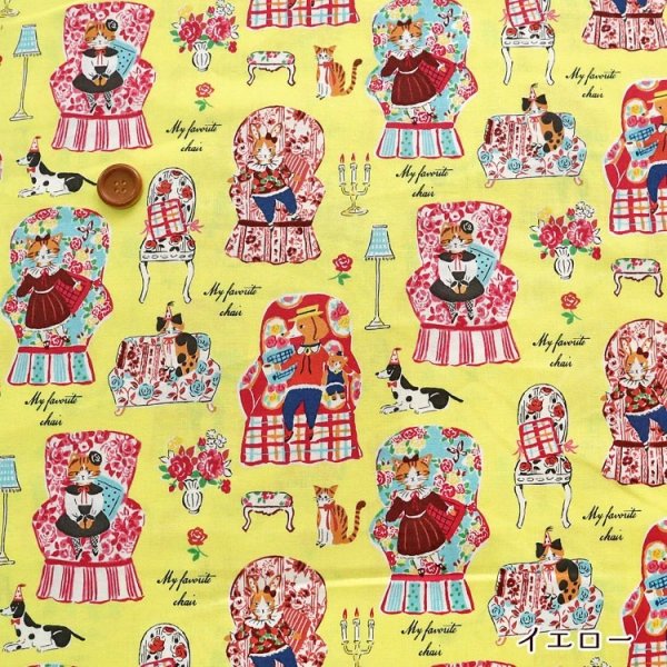 Photo5: 【1米 價格】🟤日本製｜💢 非 現貨｜🇯🇵 日本製｜100% 棉 ~ 薄棉｜有輪商店 ≪YUWA≫ sobakasu kids. My Favorite Chair 貓 動物｜2025年 11月 (5)