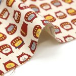 Photo4: 【1米 價格】🟦日本製｜💢 非 現貨｜🇯🇵 日本製｜85% 棉、15% 麻｜貓 達摩 和風｜2025年 12月 (4)