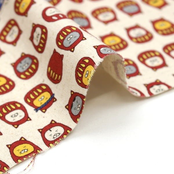 Photo4: 【1米 價格】🟦日本製｜💢 非 現貨｜🇯🇵 日本製｜85% 棉、15% 麻｜貓 達摩 和風｜2025年 12月 (4)