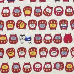 Photo2: 【1米 價格】🟦日本製｜💢 非 現貨｜🇯🇵 日本製｜85% 棉、15% 麻｜貓 達摩 和風｜2025年 12月 (2)