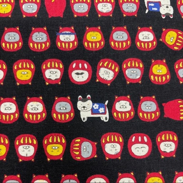 Photo5: 【1米 價格】🟦日本製｜💢 非 現貨｜🇯🇵 日本製｜85% 棉、15% 麻｜貓 達摩 和風｜2025年 12月 (5)