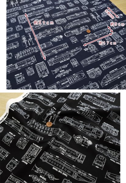 Photo3: 【1米 價格】🔴日本製｜💢 非 現貨｜🇯🇵 日本製｜100% 棉 ~ 牛津布｜火車藍圖｜2025年 12月 (3)