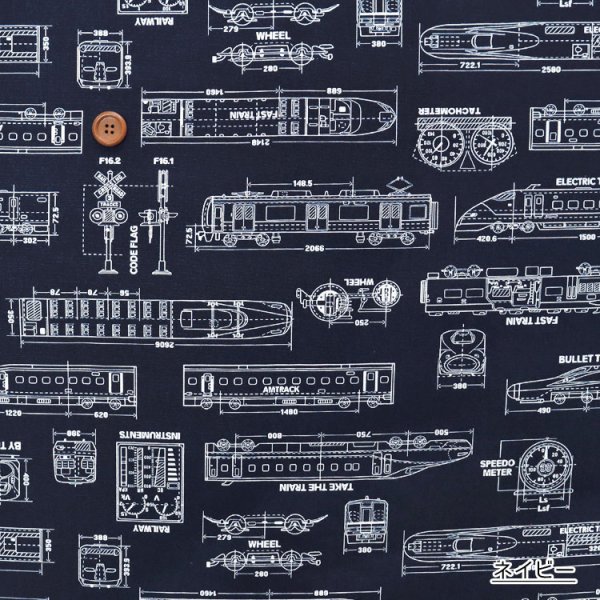 Photo6: 【1米 價格】🔴日本製｜💢 非 現貨｜🇯🇵 日本製｜100% 棉 ~ 牛津布｜火車藍圖｜2025年 12月 (6)