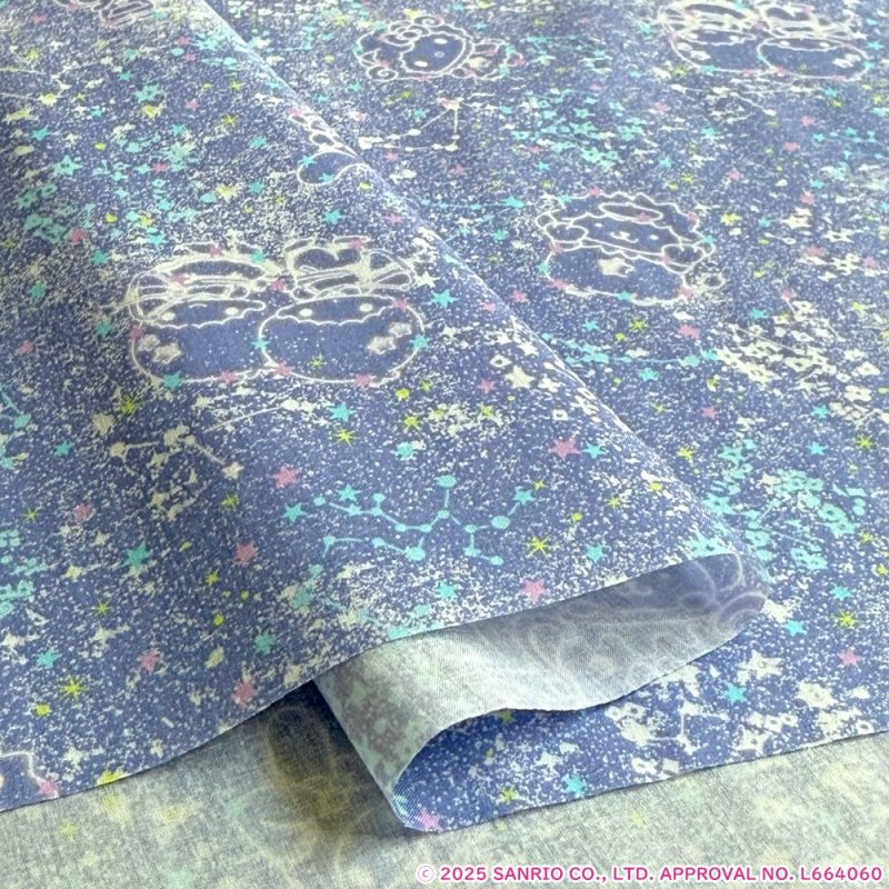 Photo3: 【1米 價格】🟣日本製｜💢 非 現貨｜🇯🇵 日本製｜100% 棉 ~ "Liberty" 偏薄、軟｜Little Twin Stars 50th Anniversary Collection｜Constellation Sky｜Sanrio Little Twin Stars、Hello Kitty、My Melody｜2025年 12月 (3)