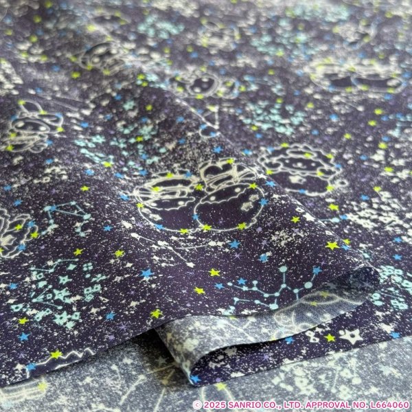 Photo3: 【1米 價格】🟣日本製｜💢 非 現貨｜🇯🇵 日本製｜100% 棉 ~ "Liberty" 偏薄、軟｜Little Twin Stars 50th Anniversary Collection｜Constellation Sky｜Sanrio Little Twin Stars、Hello Kitty、My Melody｜2025年 12月 (3)