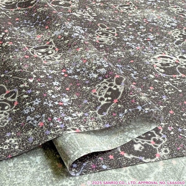 Photo3: 【1米 價格】🟣日本製｜💢 非 現貨｜🇯🇵 日本製｜100% 棉 ~ "Liberty" 偏薄、軟｜Little Twin Stars 50th Anniversary Collection｜Constellation Sky｜Sanrio Little Twin Stars、Hello Kitty、My Melody｜2025年 12月 (3)