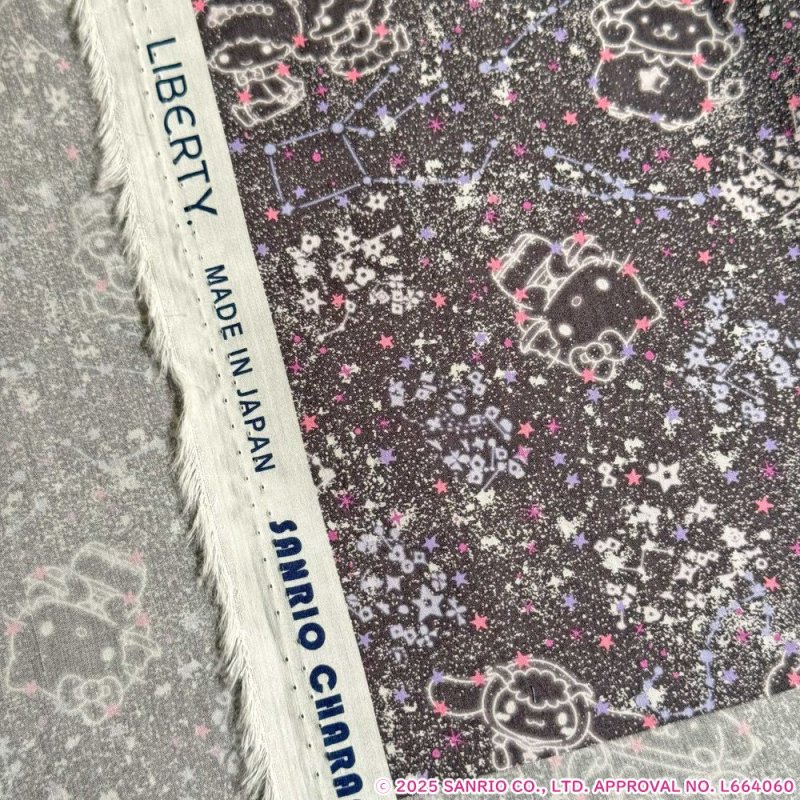 Photo4: 【1米 價格】🟣日本製｜💢 非 現貨｜🇯🇵 日本製｜100% 棉 ~ "Liberty" 偏薄、軟｜Little Twin Stars 50th Anniversary Collection｜Constellation Sky｜Sanrio Little Twin Stars、Hello Kitty、My Melody｜2025年 12月 (4)