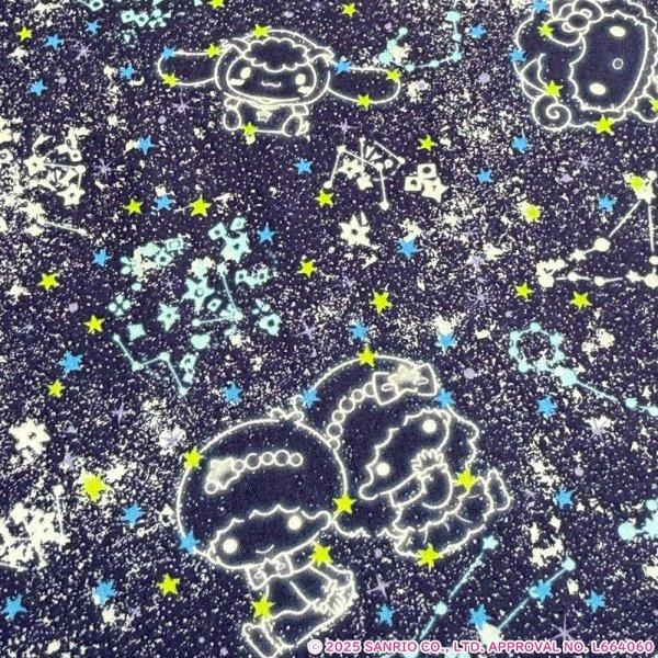 Photo1: 【1米 價格】🟣日本製｜💢 非 現貨｜🇯🇵 日本製｜100% 棉 ~ "Liberty" 偏薄、軟｜Little Twin Stars 50th Anniversary Collection｜Constellation Sky｜Sanrio Little Twin Stars、Hello Kitty、My Melody｜2025年 12月 (1)