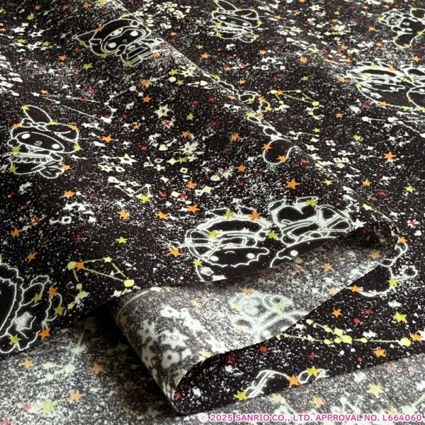 Photo3: 【1米 價格】🟣日本製｜💢 非 現貨｜🇯🇵 日本製｜100% 棉 ~ "Liberty" 偏薄、軟｜Little Twin Stars 50th Anniversary Collection｜Constellation Sky｜Sanrio Little Twin Stars、Hello Kitty、My Melody｜2025年 12月 (3)