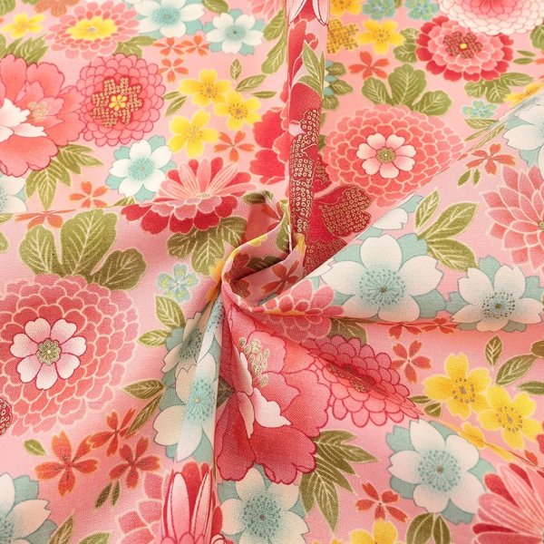 Photo4: 【1米 價格】🔴日本製｜💢 非 現貨｜🇯🇵 日本製｜100% 棉 ~ 薄｜牡丹 日式花卉 和風｜2025年 12月 (4)