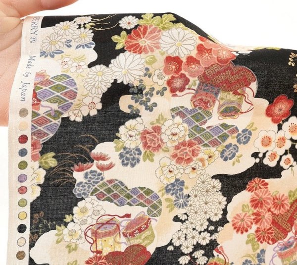 Photo2: 【1米 價格】🔴日本製｜💢 非 現貨｜🇯🇵 日本製｜100% 棉 ~ 薄｜金粉 日式花卉 和風｜2025年 12月 (2)
