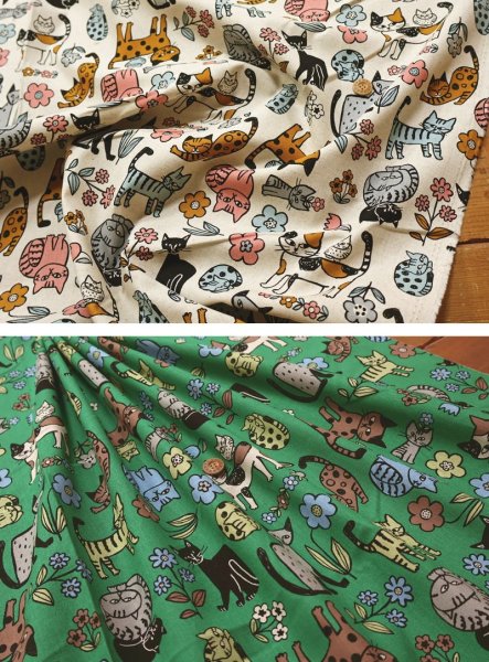 Photo4: 【1米 價格】🟫日本製｜💢 非 現貨｜🇯🇵 日本製｜85% 棉 15% 麻｜動物 花與貓｜2025年 12月 (4)