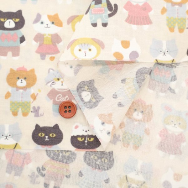 Photo2: 【1米 價格】🟡日本製｜💢 非 現貨｜🇯🇵 日本製｜100% 棉 ~ 薄棉｜Nuance Kids 貓 動物｜2025年 12月 (2)