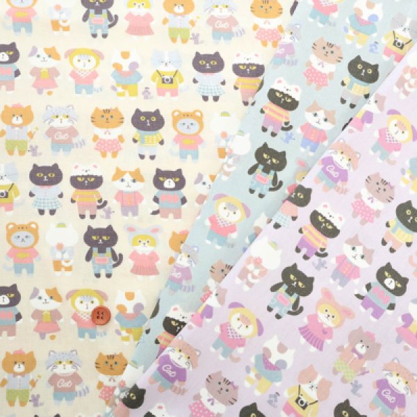 Photo1: 【1米 價格】🟡日本製｜💢 非 現貨｜🇯🇵 日本製｜100% 棉 ~ 薄棉｜Nuance Kids 貓 動物｜2025年 12月 (1)
