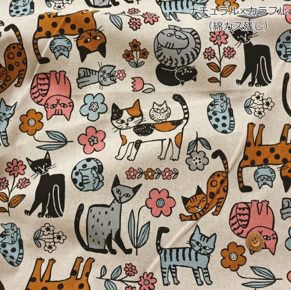 Photo6: 【1米 價格】🟫日本製｜💢 非 現貨｜🇯🇵 日本製｜85% 棉 15% 麻｜動物 花與貓｜2025年 12月 (6)
