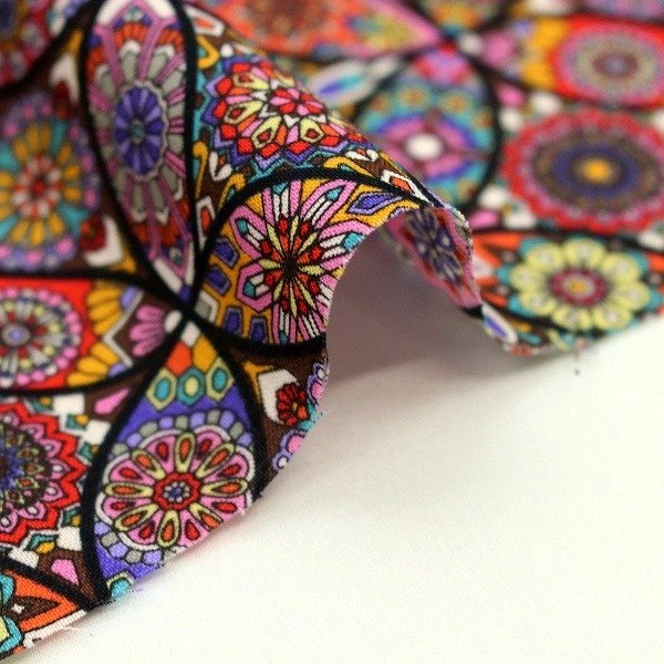 Photo4: 【1米 價格】🟨日本製｜💢 非 現貨｜🇯🇵 日本製｜100% 棉 ~ 薄｜FUWARI 染布 萬花筒花朵 和風｜2025年 (4)