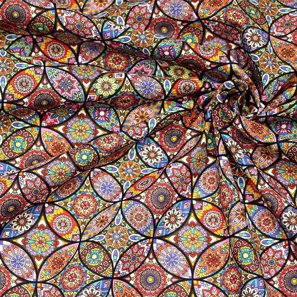 Photo7: 【1米 價格】🟨日本製｜💢 非 現貨｜🇯🇵 日本製｜100% 棉 ~ 薄｜FUWARI 染布 萬花筒花朵 和風｜2025年 (7)