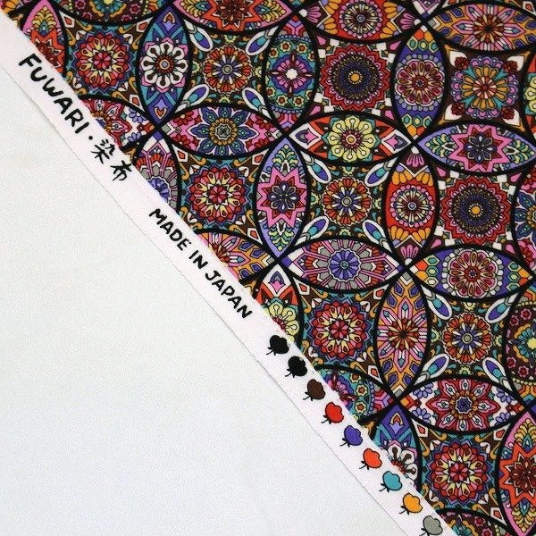 Photo6: 【1米 價格】🟨日本製｜💢 非 現貨｜🇯🇵 日本製｜100% 棉 ~ 薄｜FUWARI 染布 萬花筒花朵 和風｜2025年 (6)