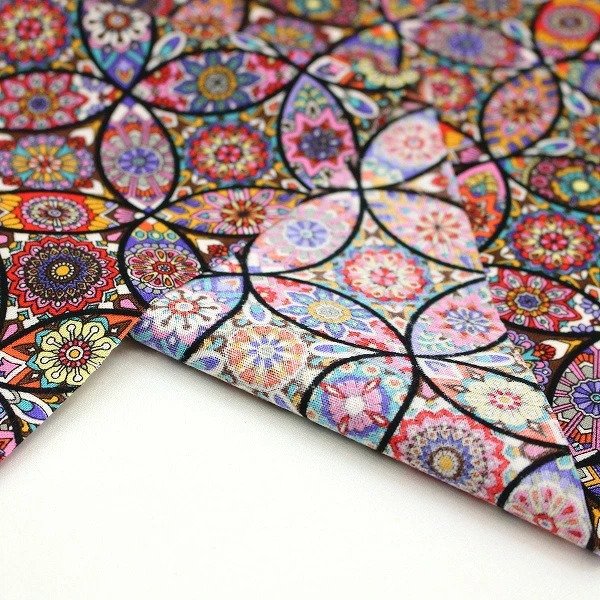 Photo3: 【1米 價格】🟨日本製｜💢 非 現貨｜🇯🇵 日本製｜100% 棉 ~ 薄｜FUWARI 染布 萬花筒花朵 和風｜2025年 (3)