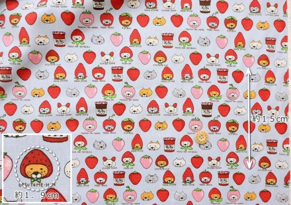 Photo5: 【1米 價格】🟫日本製｜💢 非 現貨｜🇯🇵 日本製｜100% 棉 ~ 棉帆布｜草莓貓｜2026年 1月 (5)