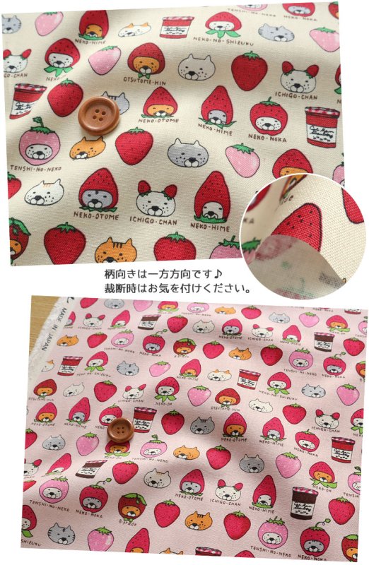 Photo3: 【日本選物｜預訂商品（約15–20日到貨）】🟫日本製｜💢 非 現貨｜100% 棉 ~ 棉帆布｜草莓貓｜2026年 1月 (3)