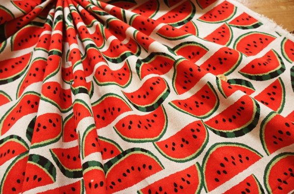 Photo3: 【1米 價格】🟫日本製｜💢 非 現貨｜🇯🇵 日本製｜棉 80% 麻 20%｜水果 西瓜｜2026年 1月 (3)