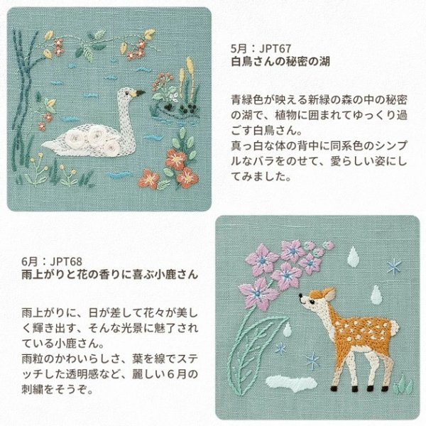 Photo2: 【1米 價格】🟩購自日本｜💢 非 現貨｜DMC刺繡套裝 (中級)｜藝術家Chicchi 繡布，繡線，繡針 繡繃｜12個月森林動物 - 6月 小鹿 (2)