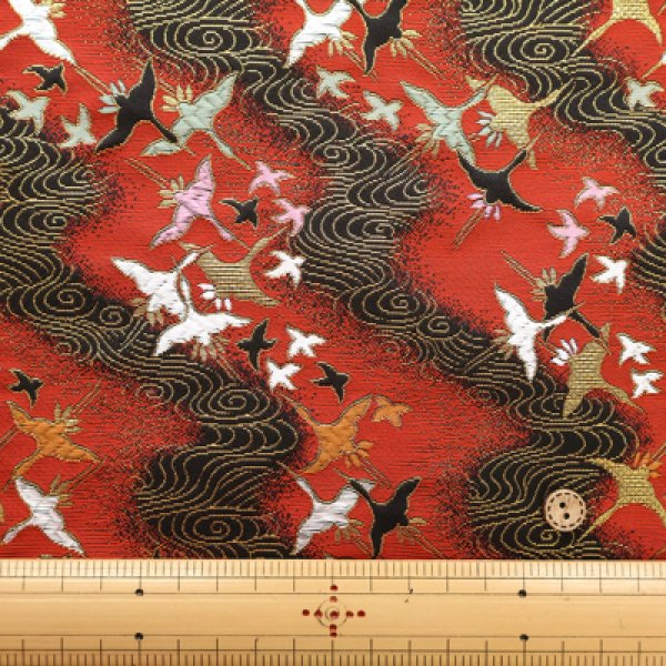 Photo3: 【1米 價格】🟡日本製｜💢 非 現貨｜西陣織 金襴｜和風 和柄 日式 鳥與流線 (3)