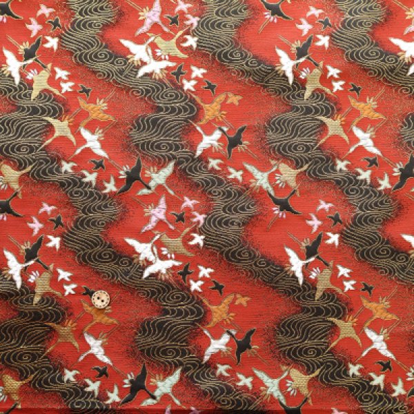 Photo1: 【1米 價格】🟡日本製｜💢 非 現貨｜西陣織 金襴｜和風 和柄 日式 鳥與流線 (1)