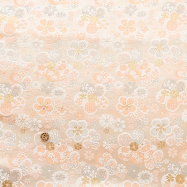 Photo1: 【1米 價格】🟡日本製｜💢 非 現貨｜西陣織 金襴｜和風 和柄 日式 梅小花 (1)