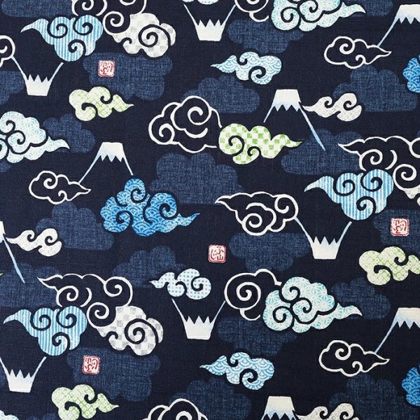 Photo3: 【1米 價格】🔴日本製｜💢 非 現貨｜100% 棉 ~ 紬布 "具有立體感，彷彿由粗細不均的手工紡紗織成"｜和風 日式 富士山、雲朵、吉祥圖案｜2026年 1月 (3)