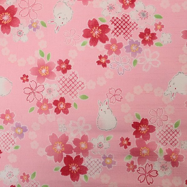 Photo6: 【1米 價格】🔴日本製｜💢 非 現貨｜100% 棉 ~ 紬布 "具有立體感，彷彿由粗細不均的手工紡紗織成"｜和風 日式 櫻花與兔子｜2026年 1月 (6)