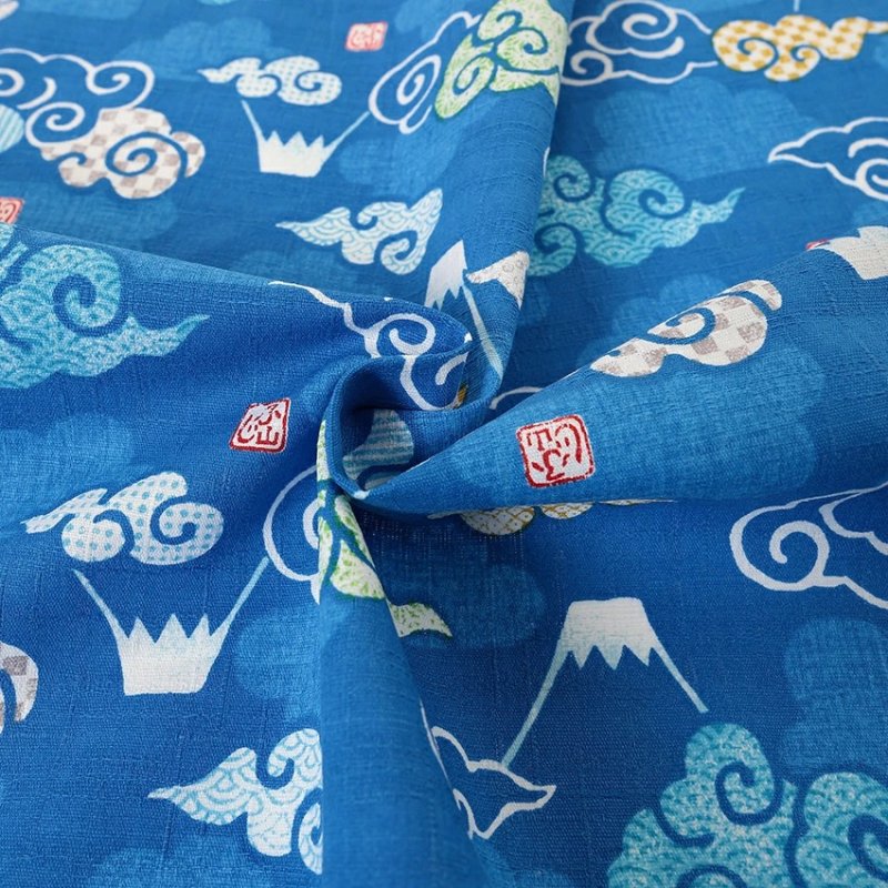 Photo5: 【1米 價格】🔴日本製｜💢 非 現貨｜100% 棉 ~ 紬布 "具有立體感，彷彿由粗細不均的手工紡紗織成"｜和風 日式 富士山、雲朵、吉祥圖案｜2026年 1月 (5)