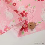 Photo5: 【1米 價格】🔴日本製｜💢 非 現貨｜100% 棉 ~ 紬布 "具有立體感，彷彿由粗細不均的手工紡紗織成"｜和風 日式 櫻花與兔子｜2026年 1月 (5)