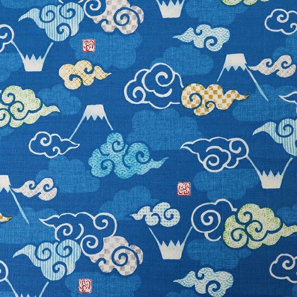 Photo6: 【1米 價格】🔴日本製｜💢 非 現貨｜100% 棉 ~ 紬布 "具有立體感，彷彿由粗細不均的手工紡紗織成"｜和風 日式 富士山、雲朵、吉祥圖案｜2026年 1月 (6)