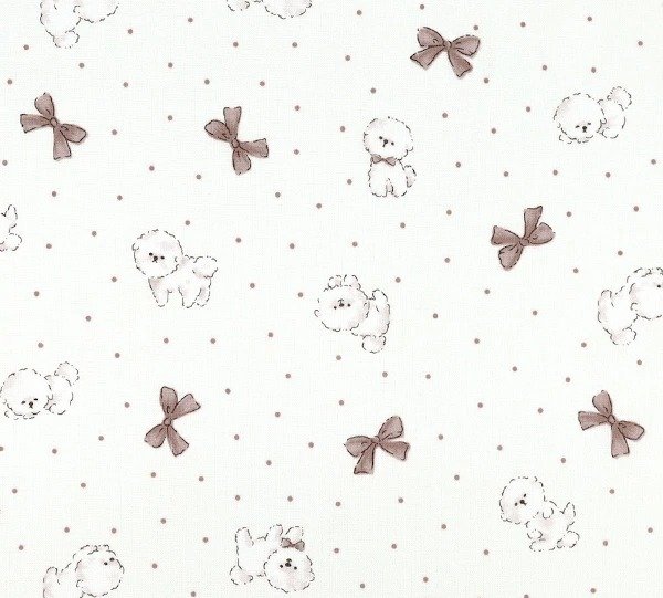 Photo1: 【1米 價格】🟥日本製｜💢 非 現貨｜100% 棉 ~ 薄棉｜動物 Bichon 比熊犬｜2026年 2月 (1)