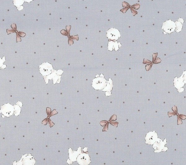 Photo4: 【1米 價格】🟥日本製｜💢 非 現貨｜100% 棉 ~ 薄棉｜動物 Bichon 比熊犬｜2026年 2月 (4)