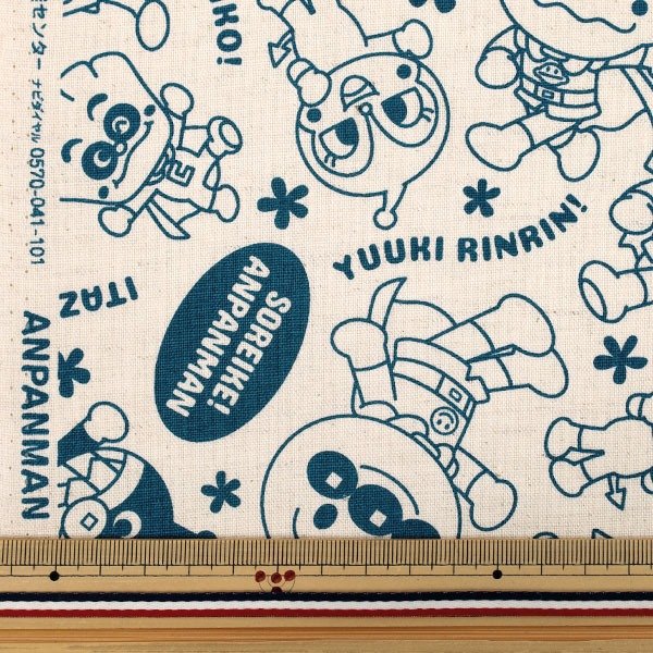 Photo3: 【1米 價格】🟦日本製｜💢 非 現貨｜100% 棉 ~ 85%棉 15%麻｜麵包超人 線條畫單色圖案｜2026年 2月 (3)