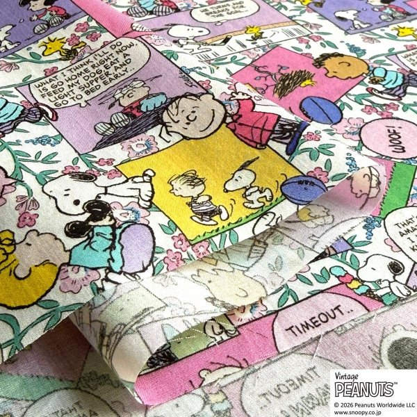 Photo4: 【1米 價格】🟣日本製｜💢 非 現貨｜100% 棉 ~ Liberty 柔軟的質地、輕盈｜Peanuts Collection Vol.3 漫畫宇宙｜2026年 2月 (4)
