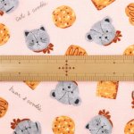 Photo4: 【1米 價格】🟩日本製｜💢 非 現貨｜100% 棉 ~ 牛津布｜動物 熊、貓貓 餅乾 (4)