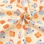 Photo6: 【1米 價格】🟩日本製｜💢 非 現貨｜100% 棉 ~ 牛津布｜動物 熊、貓貓 餅乾 (6)