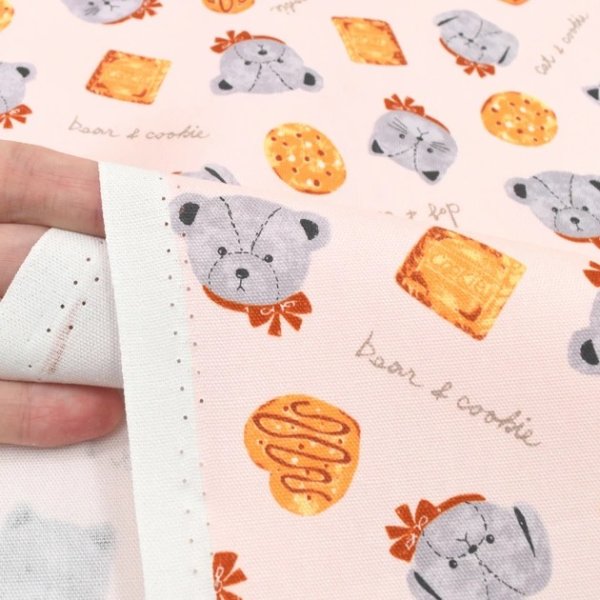 Photo3: 【1米 價格】🟩日本製｜💢 非 現貨｜100% 棉 ~ 牛津布｜動物 熊、貓貓 餅乾 (3)