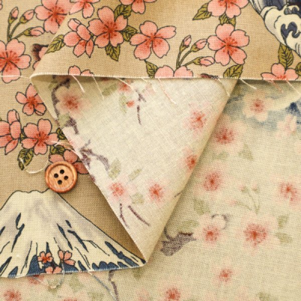 Photo2: 【1米 價格】🟡日本製｜💢 非 現貨｜100% 棉 ~ 薄棉｜和風 日式 櫻花和富士山｜2026年 (2)