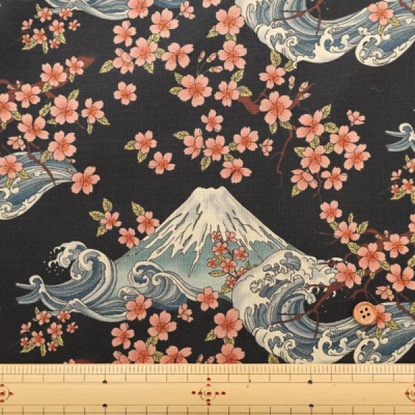 Photo3: 【1米 價格】🟡日本製｜💢 非 現貨｜100% 棉 ~ 薄棉｜和風 日式 櫻花和富士山｜2026年 (3)