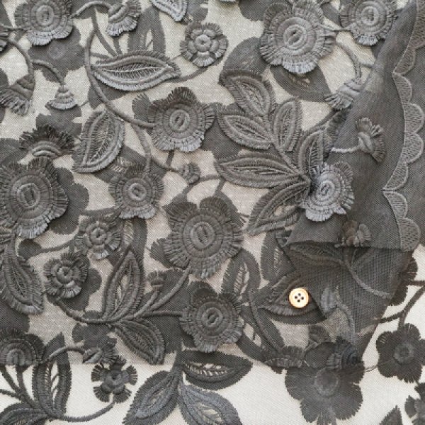 Photo7: 【1米 價格】🟡日本製｜💢 非 現貨｜100% Polyester ~ 薄紗｜剌繡 花朵｜2026年 (7)