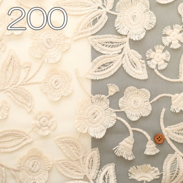 Photo4: 【1米 價格】🟡日本製｜💢 非 現貨｜100% Polyester ~ 薄紗｜剌繡 花朵｜2026年 (4)