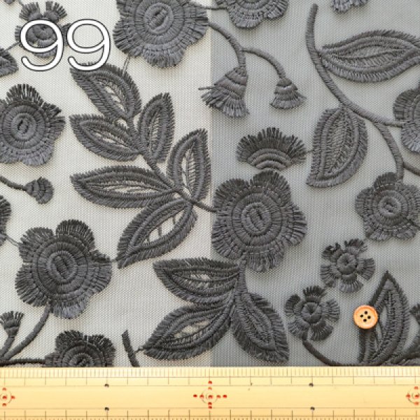 Photo5: 【1米 價格】🟡日本製｜💢 非 現貨｜100% Polyester ~ 薄紗｜剌繡 花朵｜2026年 (5)